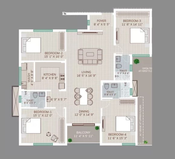 3 BHK 2021 Sq. Ft. Apartment in Arihant Vivriti