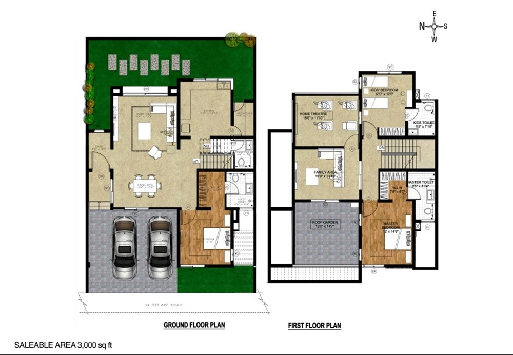 Floor plan of 3 BHK 3000 Sq. Ft. Villa in Artha One World Villas, Chennai