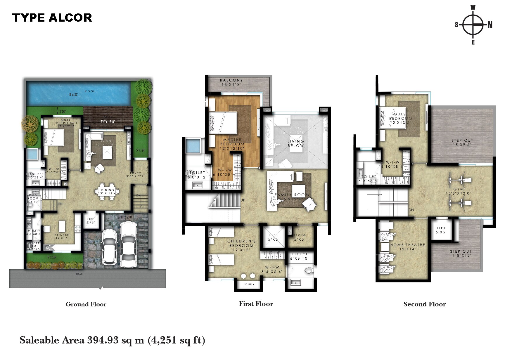 Floor plan of 4 BHK 4251 Sq. Ft. Villa in Artha One World Villas, Chennai