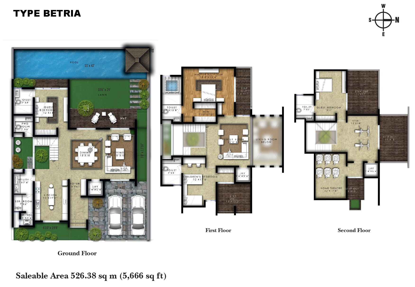 Floor plan of 4 BHK 5666 Sq. Ft. Villa in Artha One World Villas, Chennai