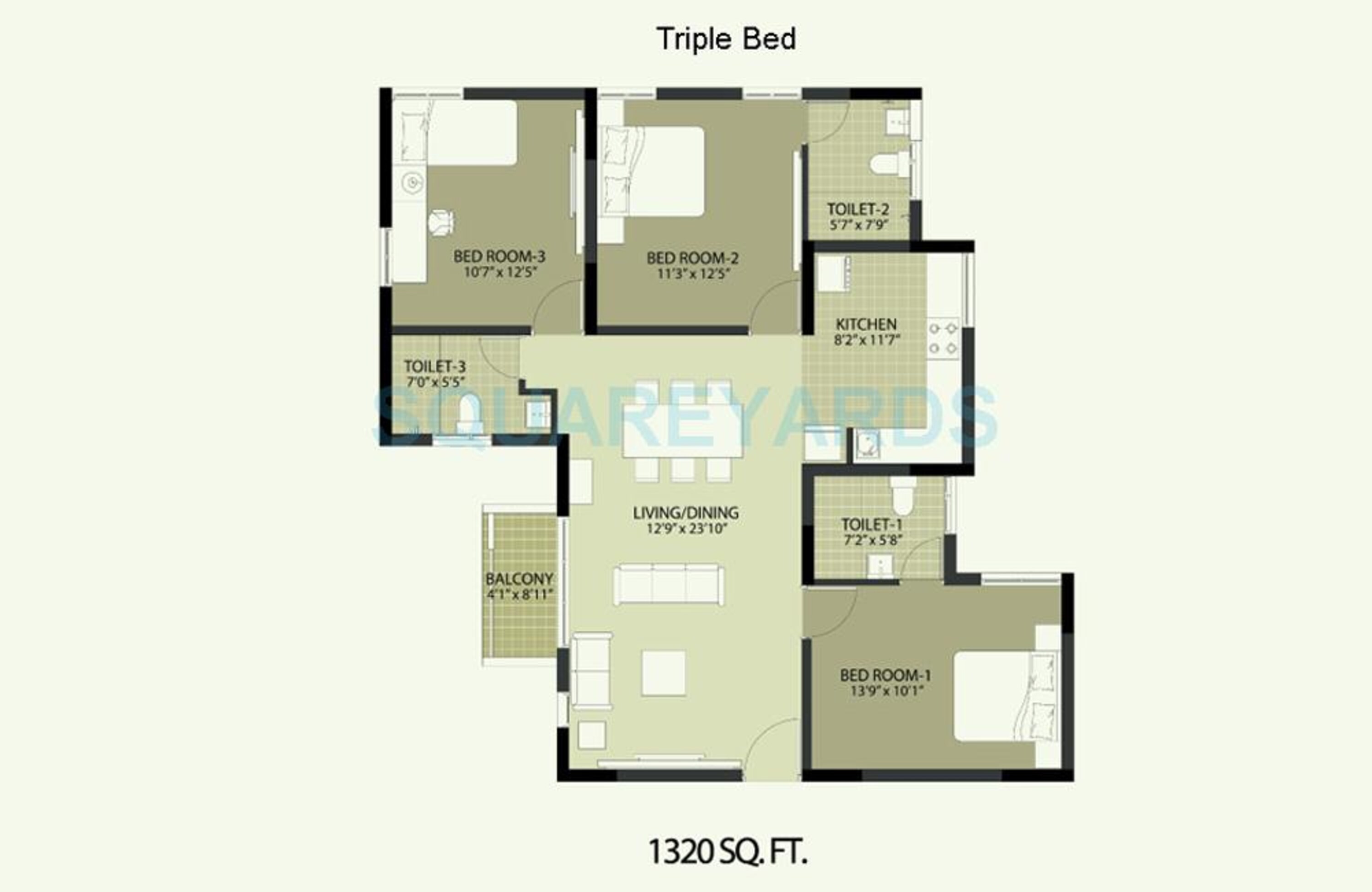 arun excello temple green apartment 3bhk 1280sqft1