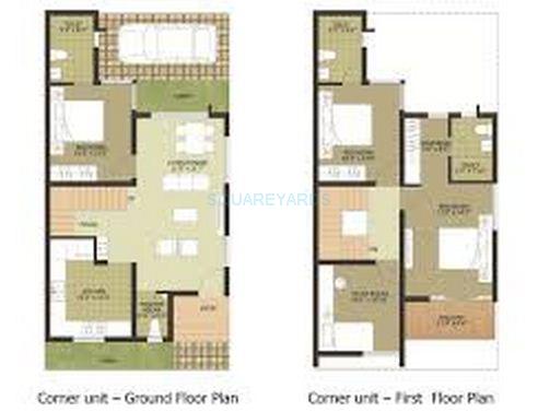 Floor plan of 3 BHK 1680 Sq. Ft. Villa in Arun Excello Temple Green Villa, Chennai