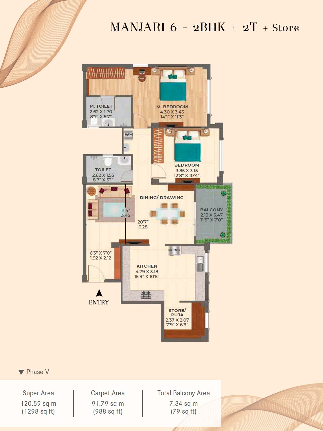 2 BHK 1298 Sq. Ft. Apartment