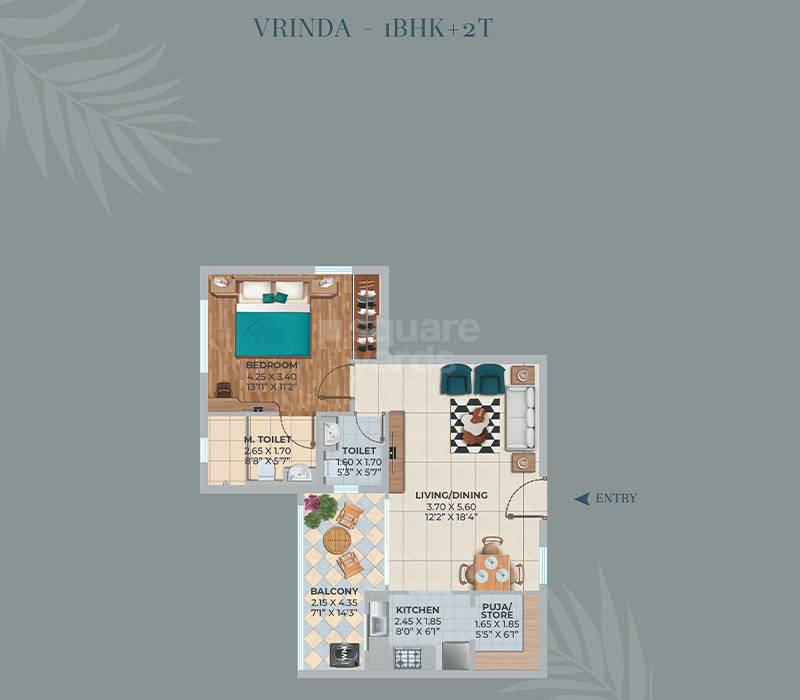 1 BHK 891 Sq. Ft. Apartment