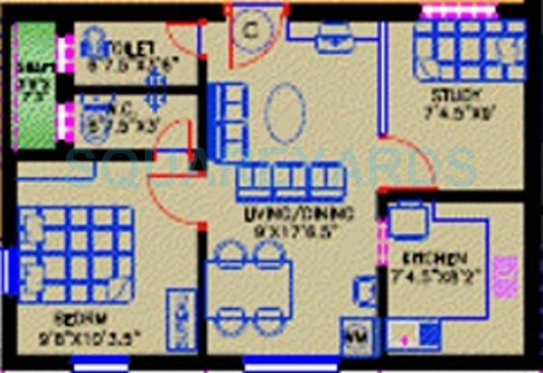 Floor plan of 1 BHK 548 Sq. Ft. Apartment in Ashok Residency Housing Division Niranjan, Chennai
