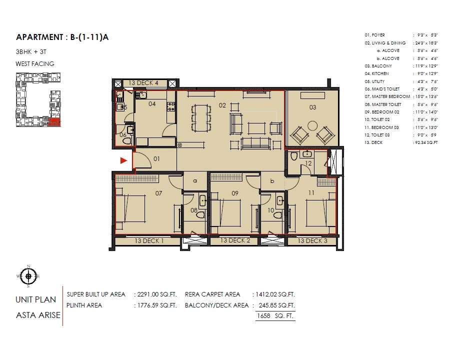 3 BHK 2291 Sq. Ft. Apartment in Asta Arise