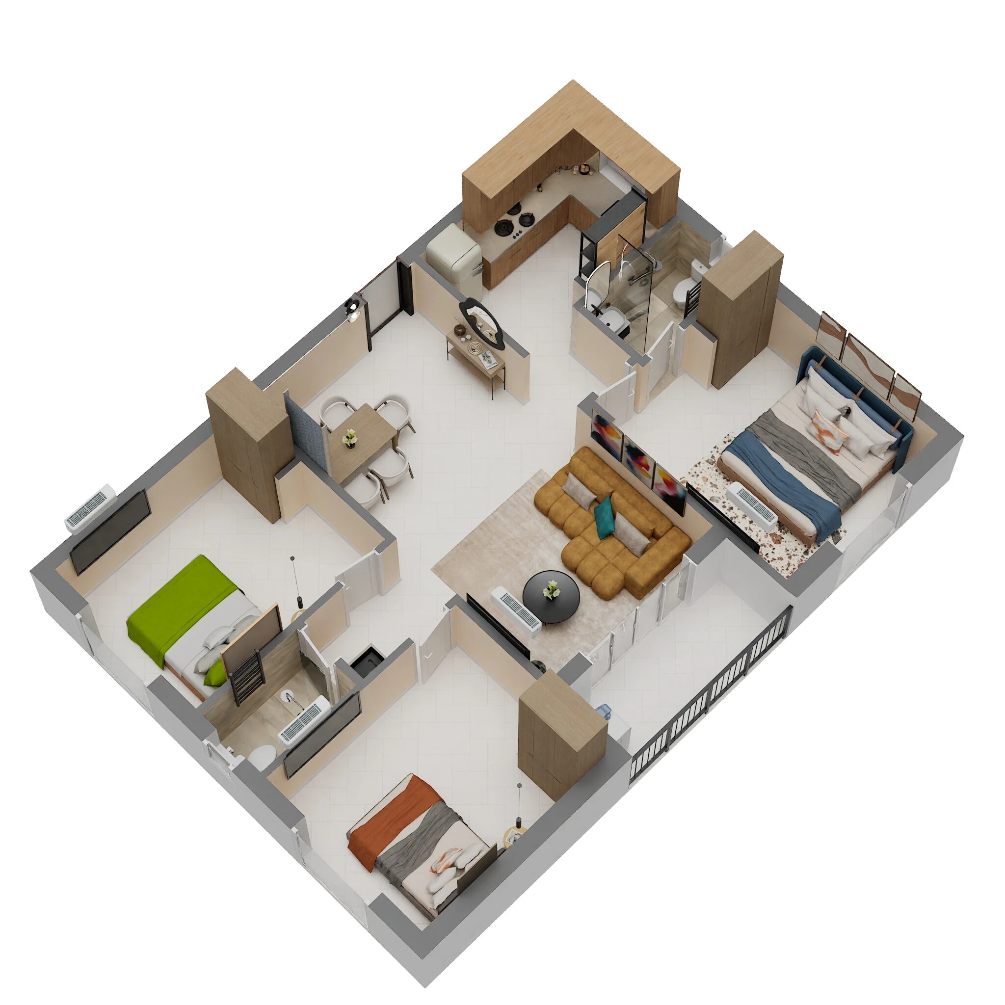 Floor plan of 3 BHK 1211 Sq. Ft. Apartment in ATH Royal Queen, Chennai