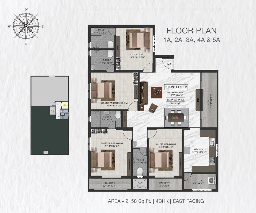 4 BHK 2158 Sq. Ft. Apartment