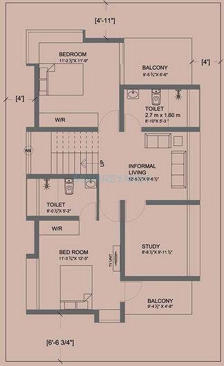 Floor plan of 3 BHK 2075 Sq. Ft. Villa in Avigna Properties Celeste, Chennai
