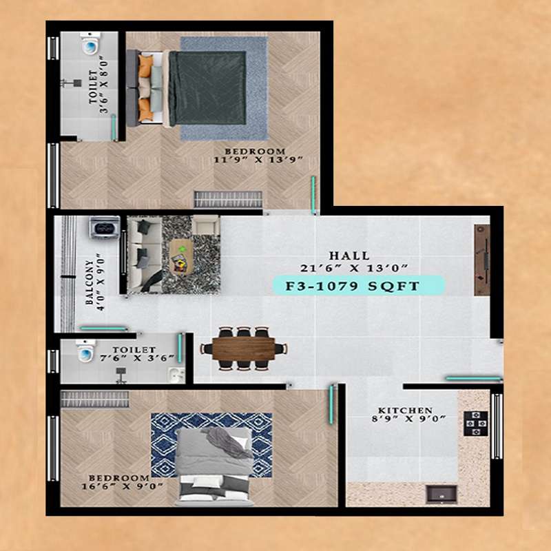 2 BHK 1079 Sq. Ft. Apartment in Avittam Karnan