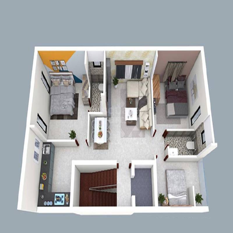 Floor plan of 3 BHK 1000 Sq. Ft. Apartment in AVR Astro, Chennai