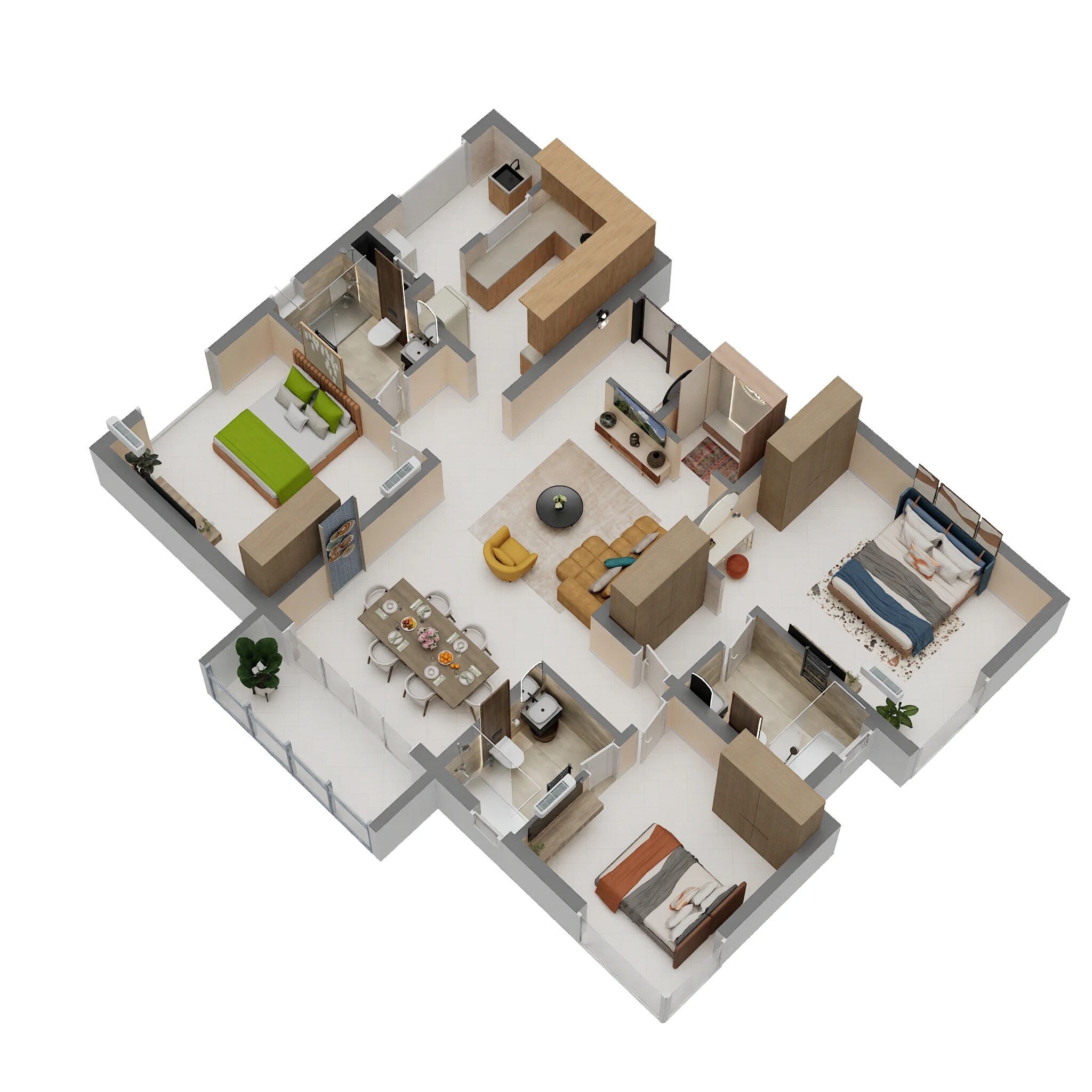 Floor plan of 3 BHK 1932 Sq. Ft. Apartment in Baashyaam Enchanted, Chennai