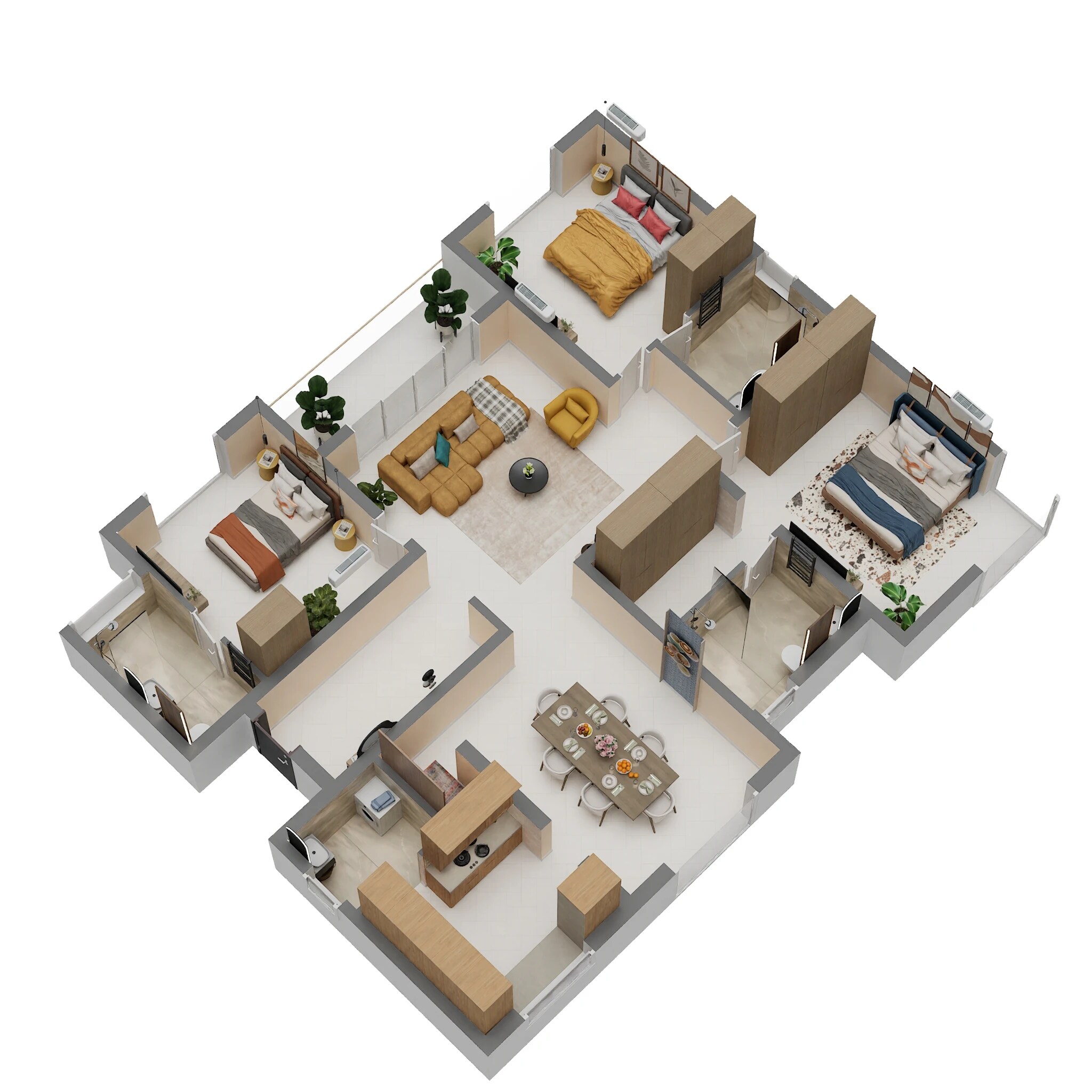 Floor plan of 3 BHK 2190 Sq. Ft. Apartment in Baashyaam Enchanted, Chennai