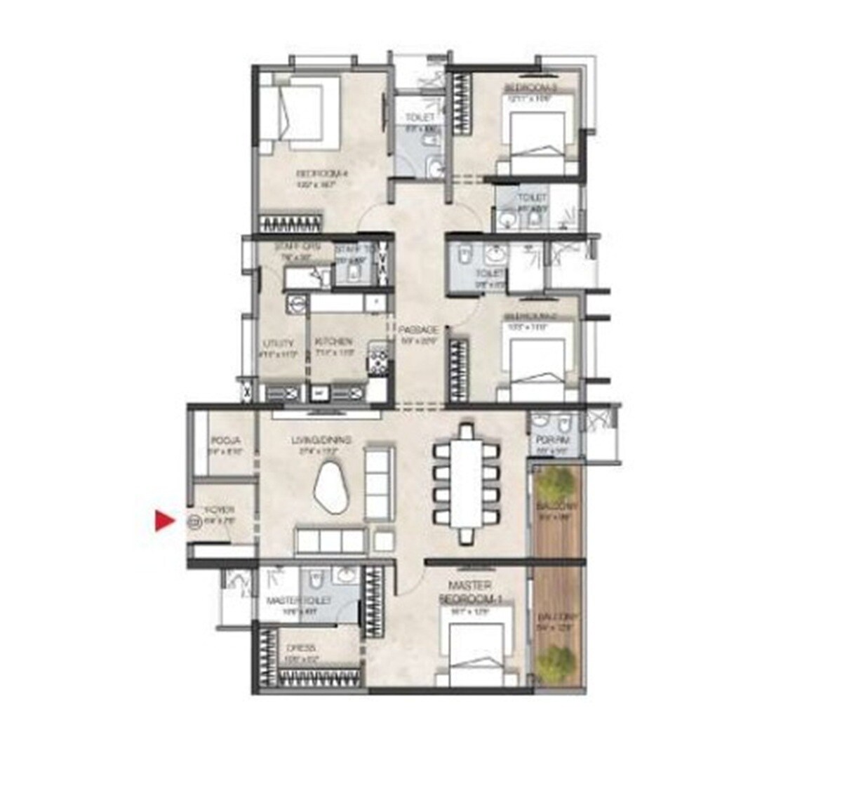 4 BHK 2925 Sq. Ft. Apartment