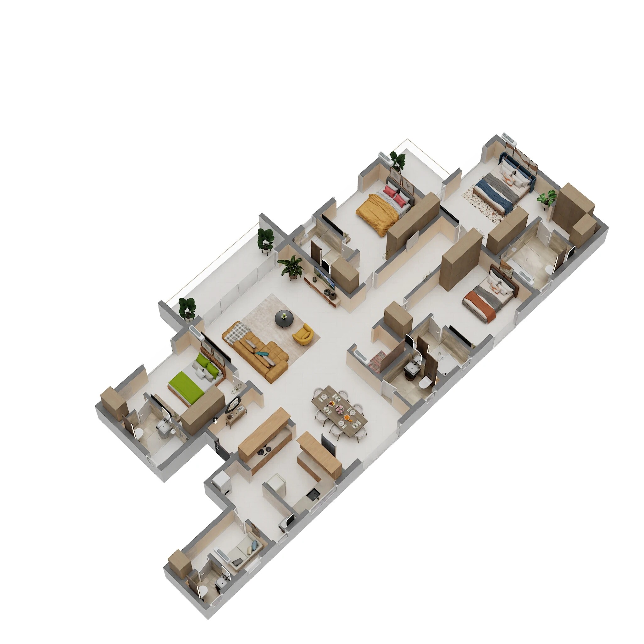Floor plan of 4 BHK 3165 Sq. Ft. Apartment in Baashyaam Enchanted, Chennai