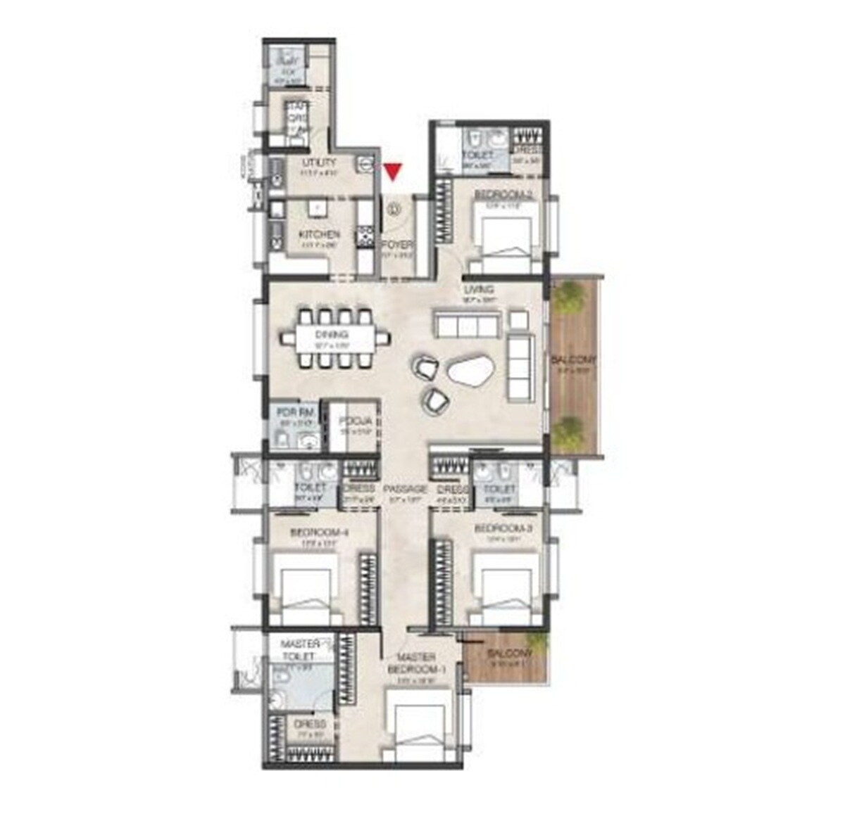 4 BHK 3165 Sq. Ft. Apartment