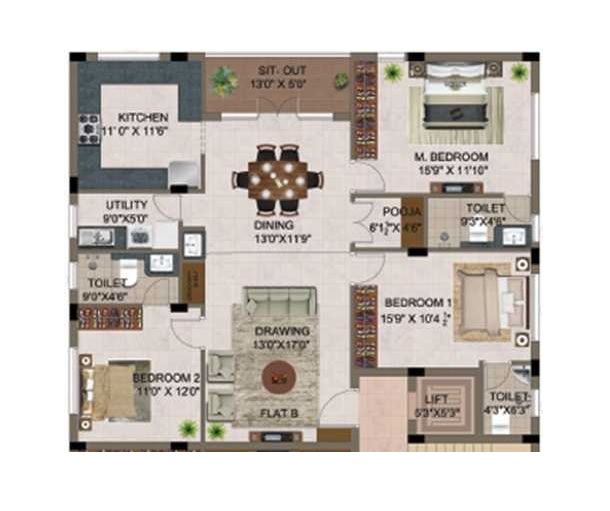 Bhaggyam Aiswarya 3 BHK Layout