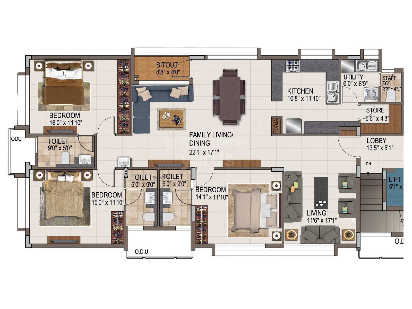 Bhaggyam Cricket Villa 3 BHK Layout