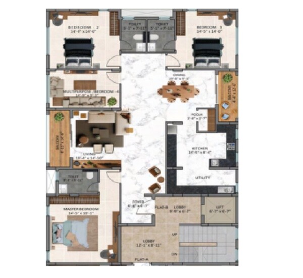 3 BHK 2465 Sq. Ft. Apartment