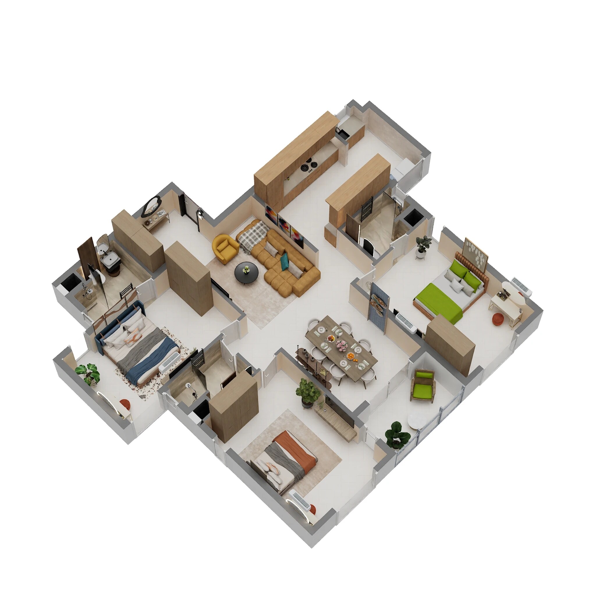 Floor plan of 3 BHK 1880 Sq. Ft. Apartment in Brigade Xanadu, Chennai