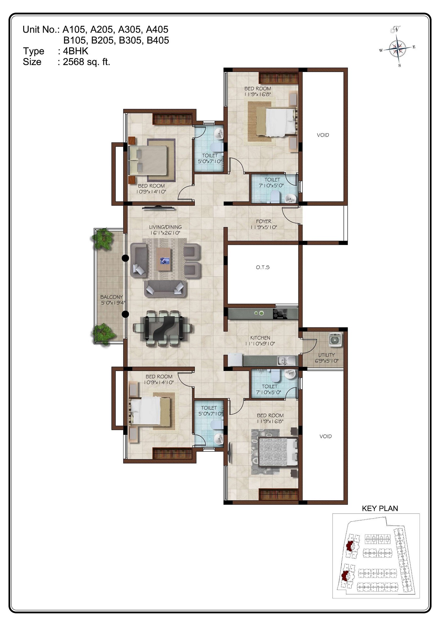 Floor plan of 4 BHK Apartment - 2468 sq. ft. in Casa Grande Aristo, Chennai