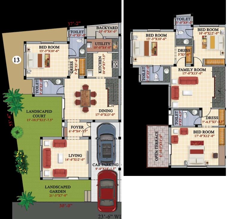 Floor plan of 4 BHK 2876 Sq. Ft. Villa in CASA GRANDE AUBURN, Chennai