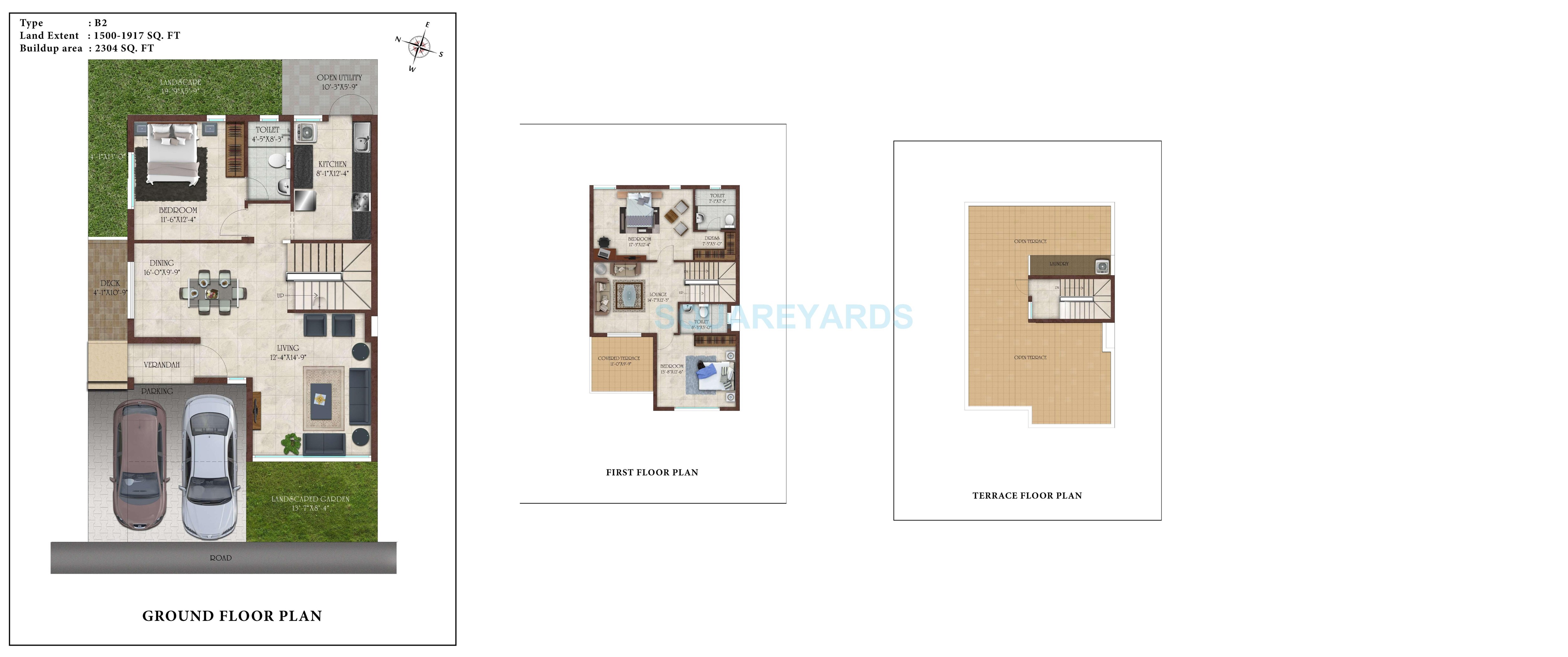 Floor plan of 3 BHK 2304 Sq. Ft. Villa in Casa Grande Elan, Chennai