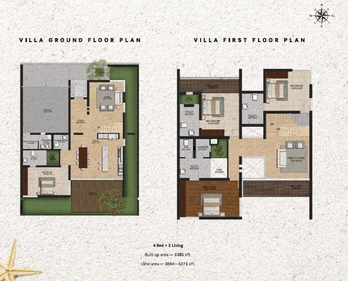 Floor plan of 4 BHK 3385 Sq. Ft. Villa in Casa Grande Elita, Chennai