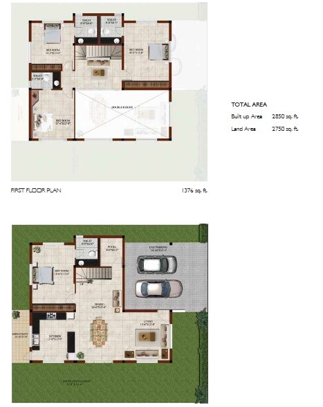 Floor plan of 4 BHK 2850 Sq. Ft. Villa in Casa Grande Futura, Chennai