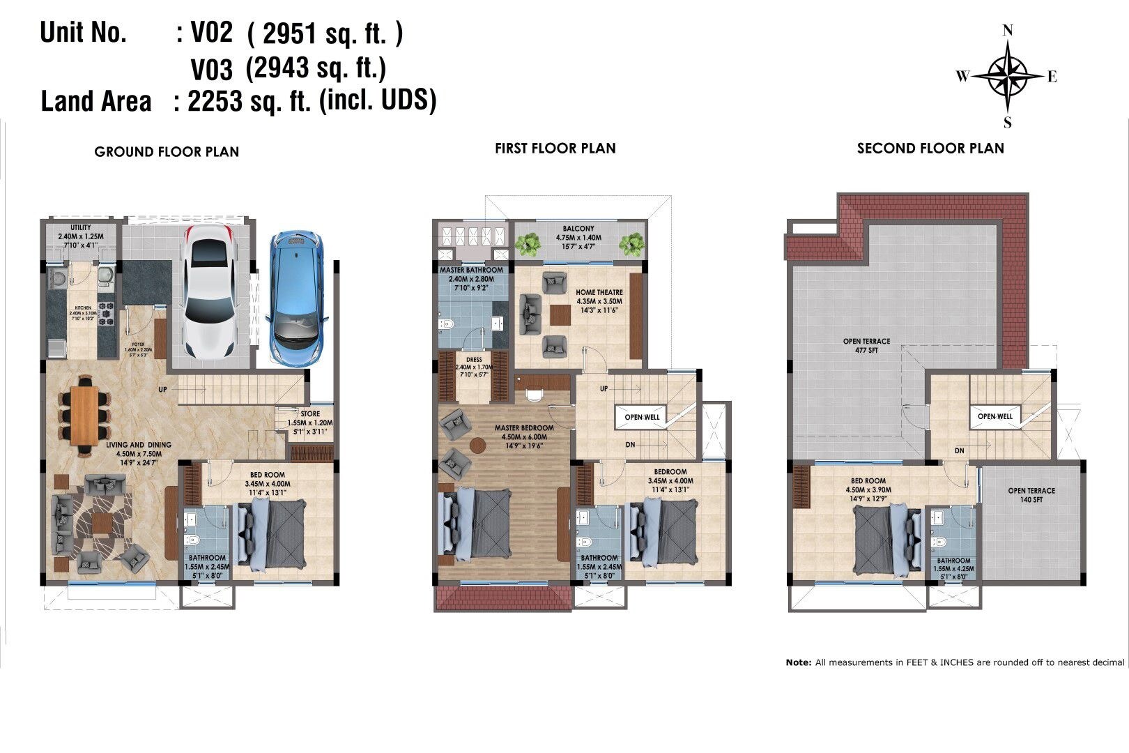 Floor plan of 4 BHK 2253 Sq. Ft. Villa in Casa Grande Irene, Chennai