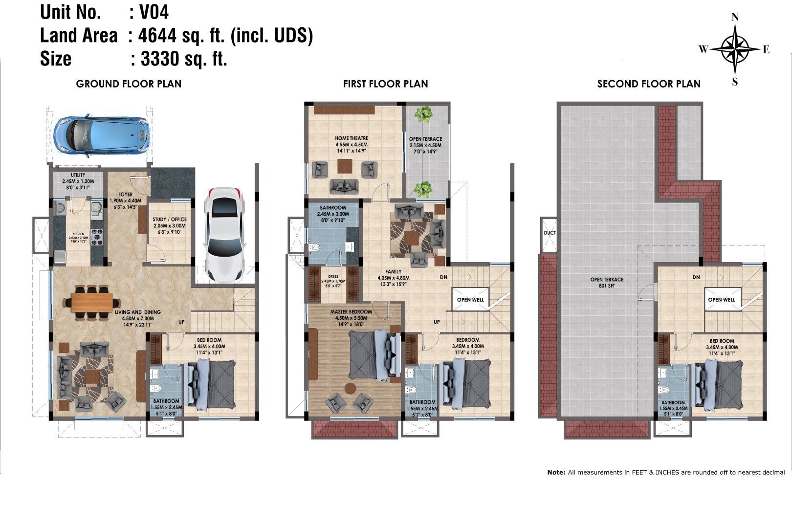 Floor plan of 4 BHK 3330 Sq. Ft. Villa in Casa Grande Irene, Chennai