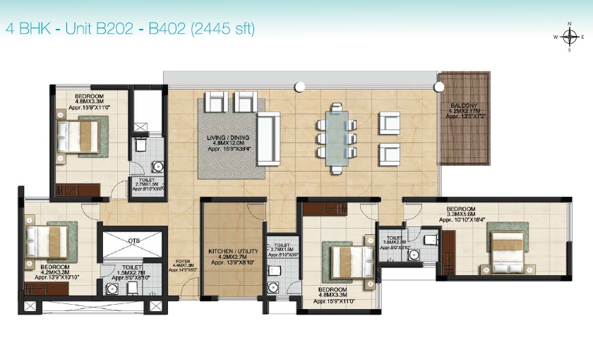 Casa Grande Marina Bay 4 BHK Layout