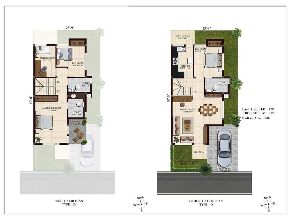 Floor plan of 3 BHK Villa - 1486 sq. ft. in Casa Grande Urbano Phase 2, Chennai
