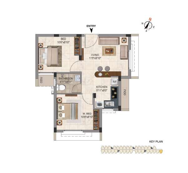 2 BHK 693 Sq. Ft. Apartment in Casagrand Arena