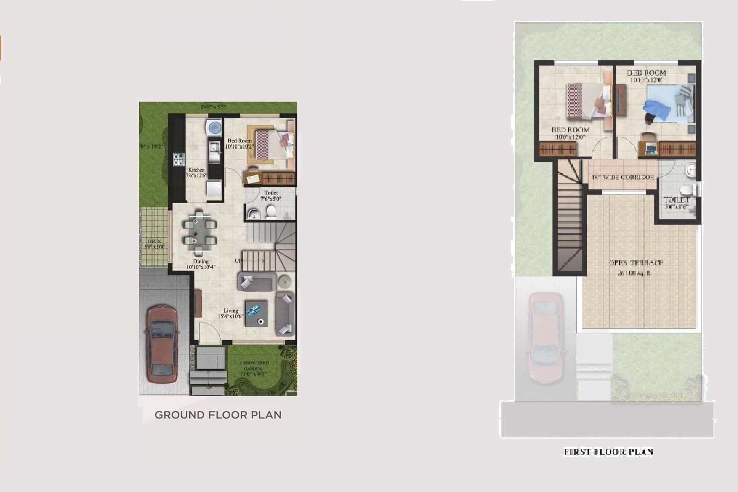Floor plan of 3 BHK 1600 Sq. Ft. Villa in Casagrand Arena, Chennai