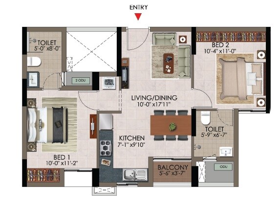 2 BHK 1209 Sq. Ft. Apartment