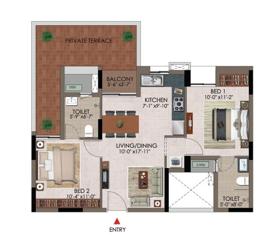 2 BHK 978 Sq. Ft. Apartment