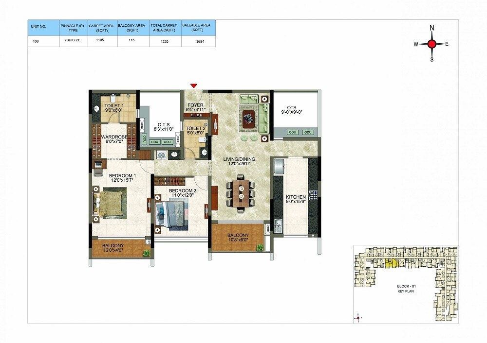 2 BHK 1694 Sq. Ft. Apartment