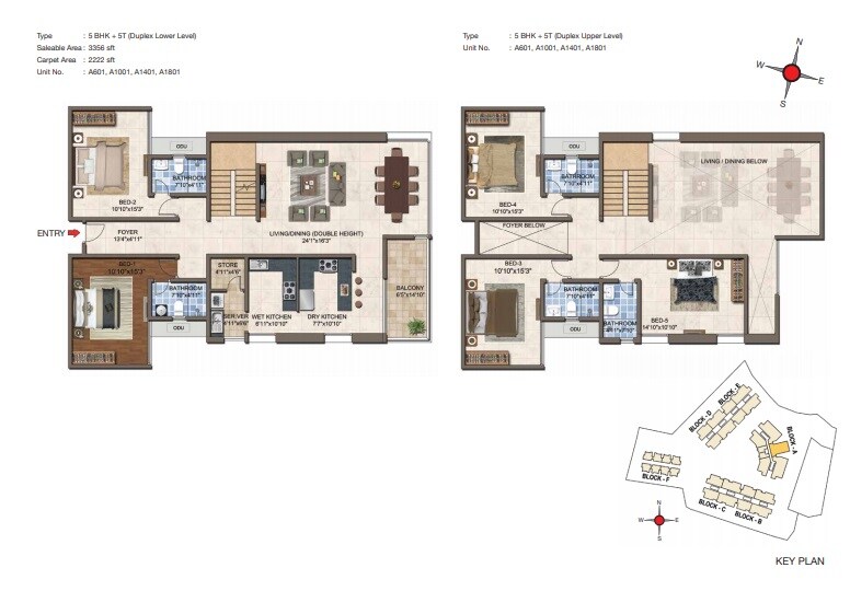 Floor plan of 4 BHK 3356 Sq. Ft. Apartment in Casagrand Crescendo, Chennai