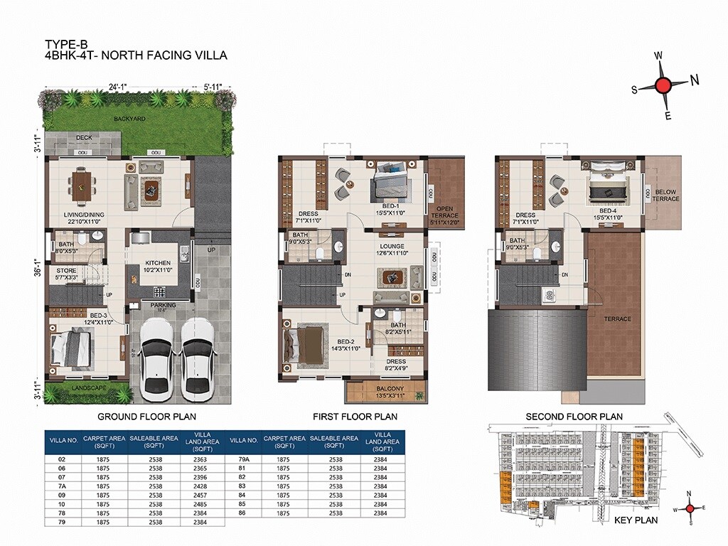 Floor plan of 4 BHK 2538 Sq. Ft. Villa in Casagrand Divinity, Chennai