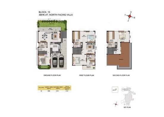 Floor plan of 4 BHK 2126 Sq. Ft. Villa in Casagrand Flagship, Chennai