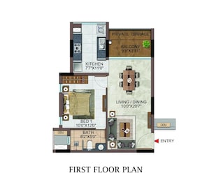 1 BHK 730 Sq. Ft. Apartment in Casagrand Highclere