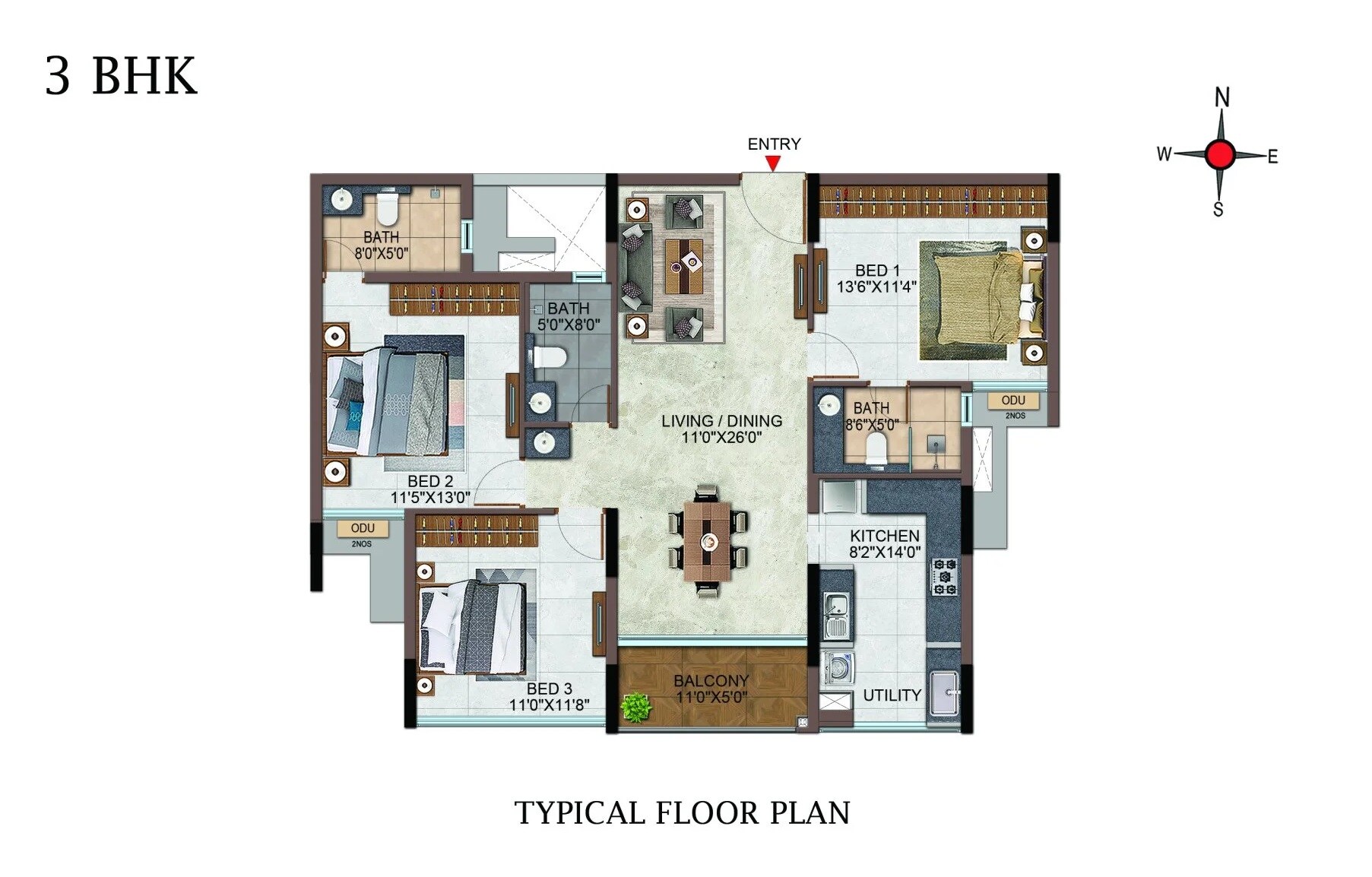 Other, casagrand-highclere 3 Bedroom 1498 Sq.Ft. Apartment In Kundrathur Chennai 9291558
