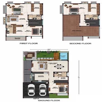 Floor plan of 4 BHK 3796 Sq. Ft. Villa in Casagrand Hola, Chennai