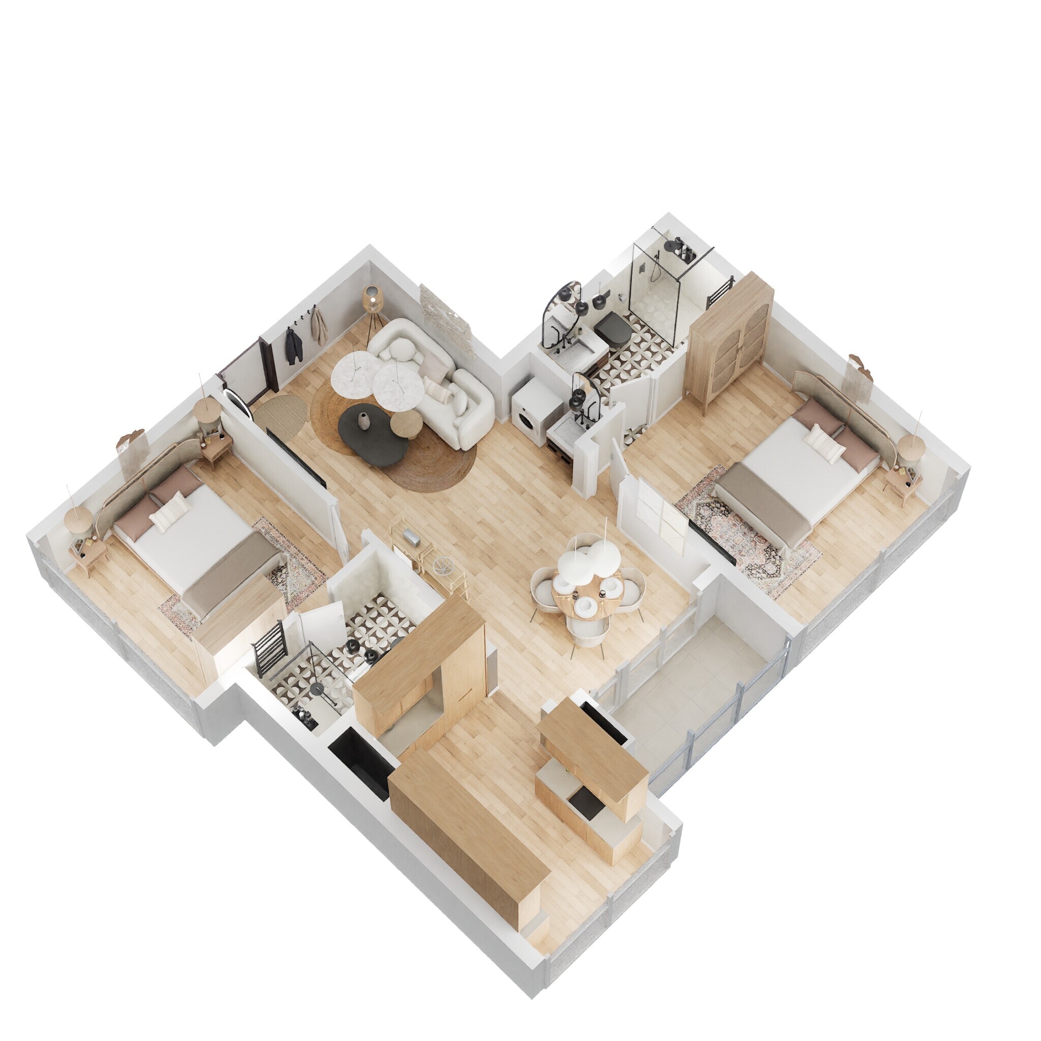 Floor plan of 2 BHK 1086 Sq. Ft. Apartment in Casagrand Linore, Chennai