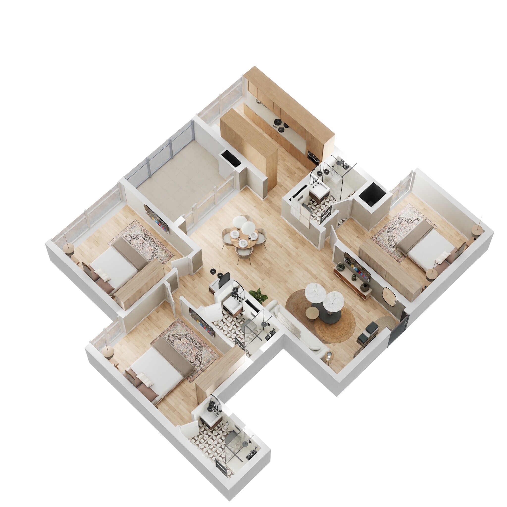 Floor plan of 3 BHK 1581 Sq. Ft. Apartment in Casagrand Linore, Chennai