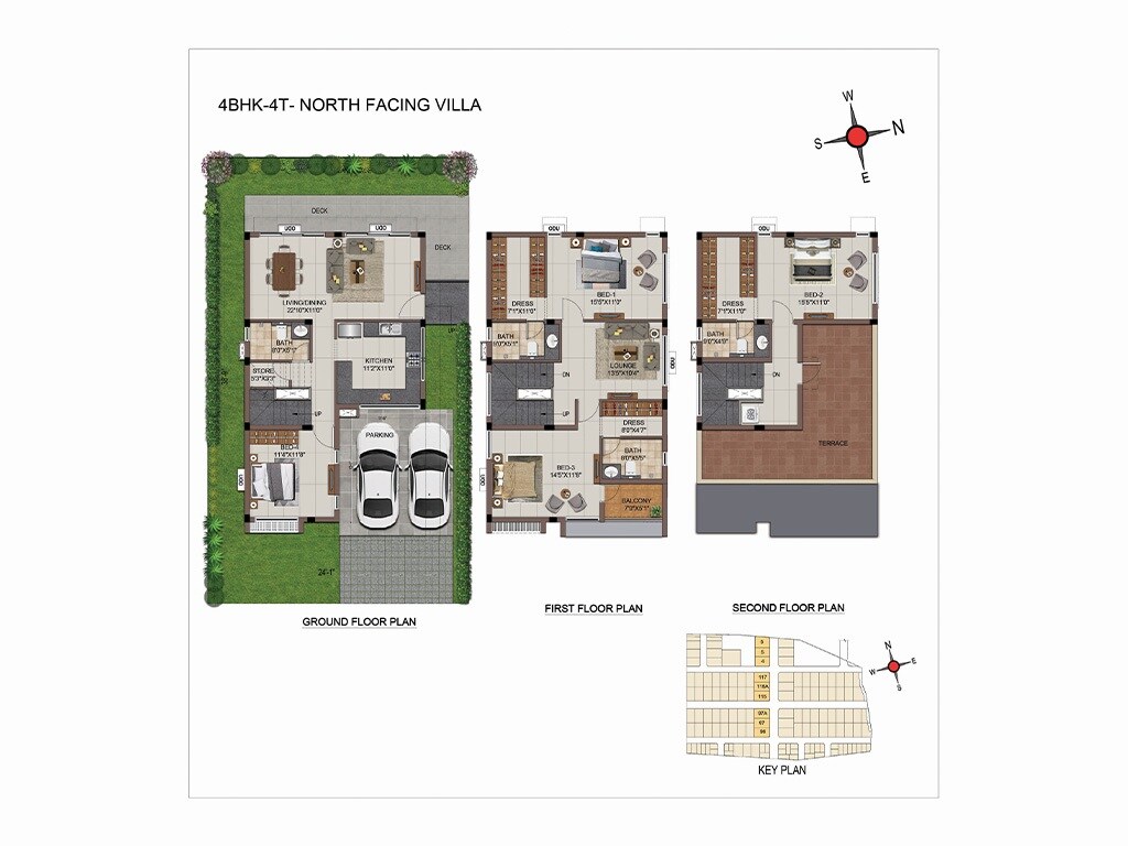 Floor plan of 4 BHK 2420 Sq. Ft. Villa in Casagrand Luxeria, Chennai