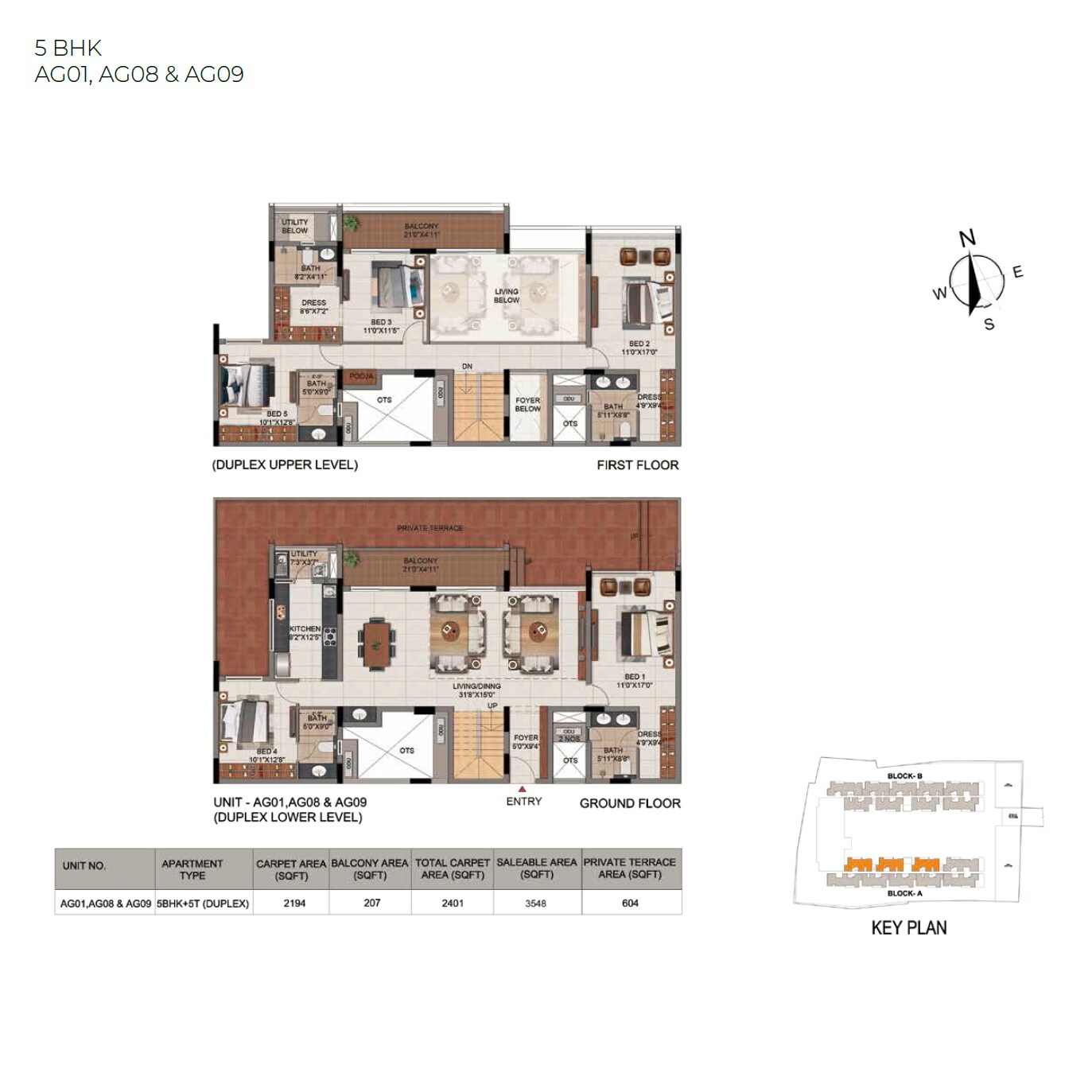 Floor plan of 5 BHK 3548 Sq. Ft. Apartment in Casagrand Millenia, Chennai