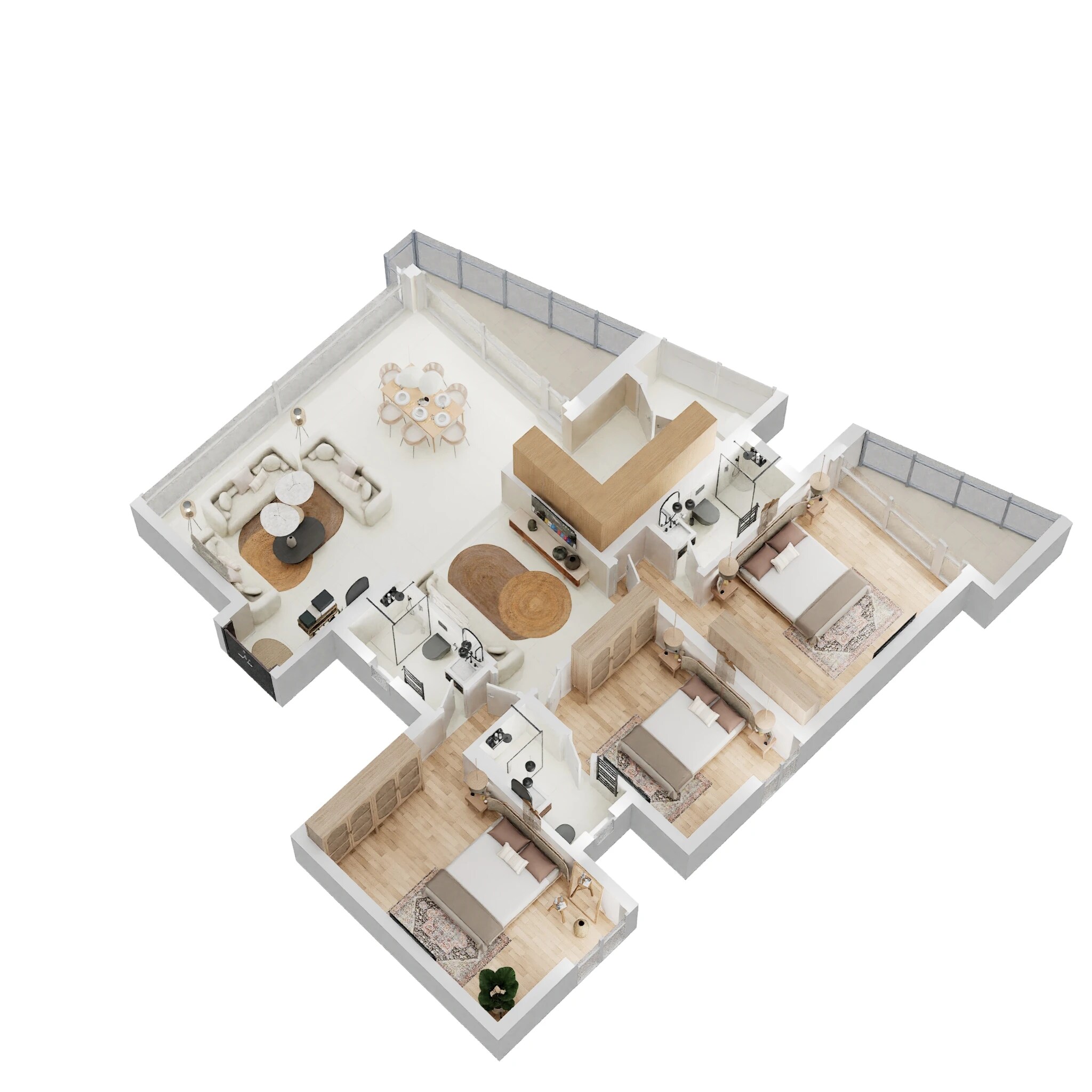Floor plan of 3 BHK 2036 Sq. Ft. Apartment in Casagrand Olympus, Chennai