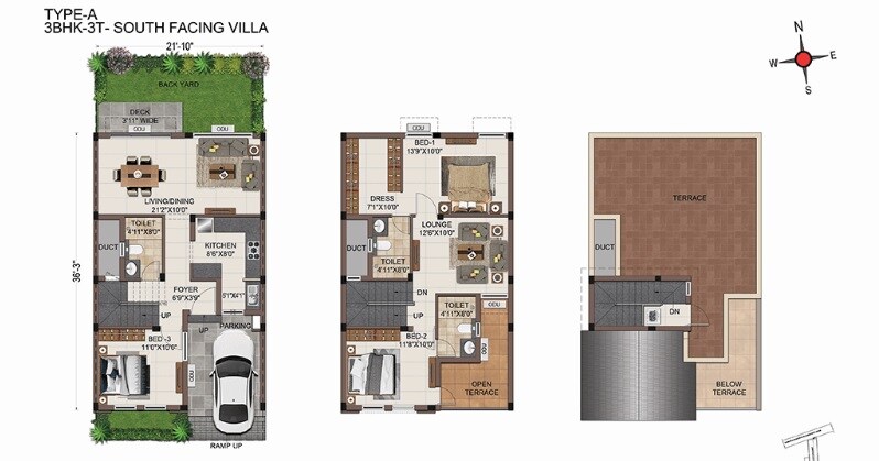 Floor plan of 3 BHK 1657 Sq. Ft. Villa in Casagrand Platinum, Chennai
